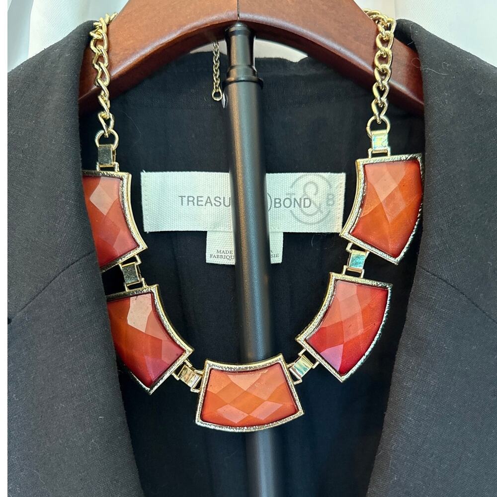 Treasure & Bond Linen Blend Boyfriend Blazer Black XS + Bonus Necklace Career - Picture 7 of 9